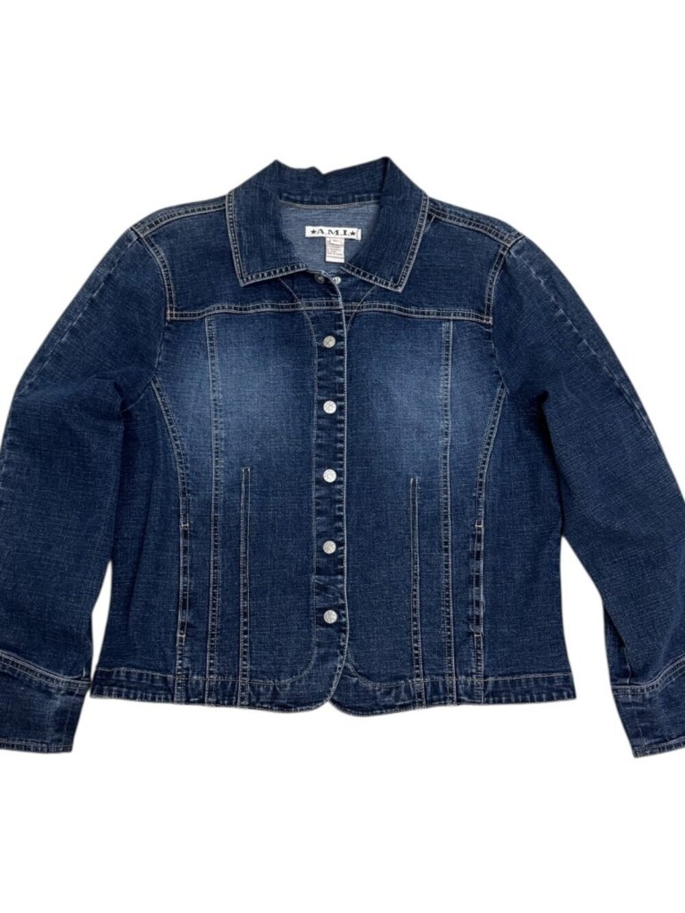 AMI Jacket Luxury Designer Blue Denim Bomber Jean Womens XL